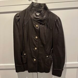 Milly Brown Leather Jacket Sz Small